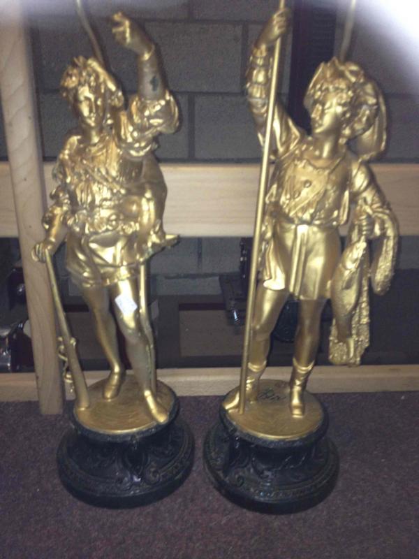 2 spelter statues 